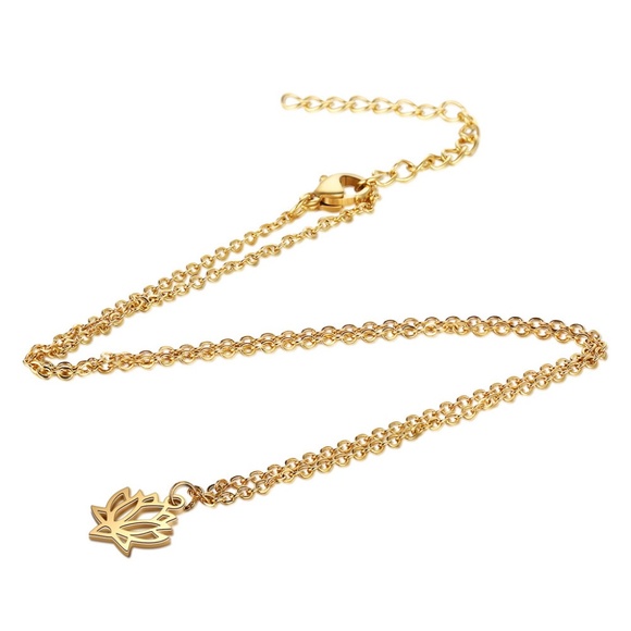 NEW Dainty Lotus Necklace Silver or Gold - Picture 5 of 5